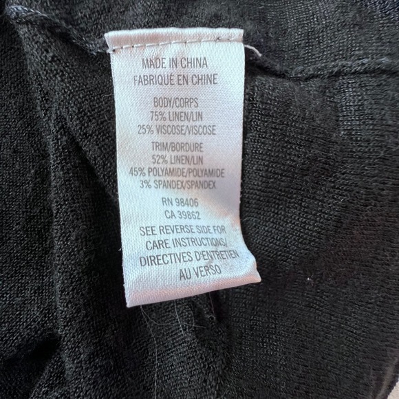 Theory Black Knit Linen Scoop Neck Tank Top Sleeveless Ribbed Trim Size Medium - Picture 9 of 9